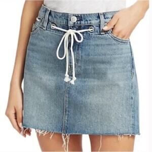 Hudson Jeans Light Blue Denim Drawstring Mini Skirt